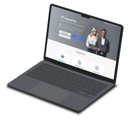 Laptop z otwartą stroną KTSygnalista